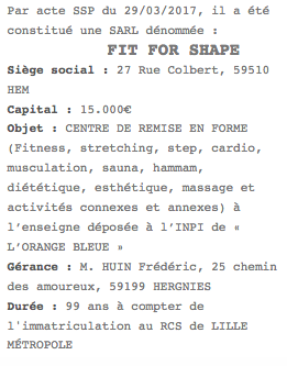 publication legale lille sarl